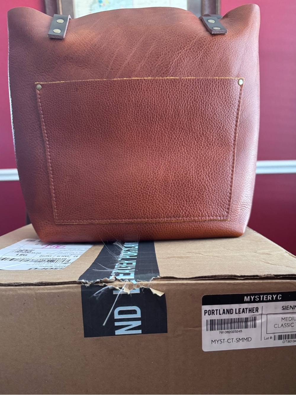 Portland Leather Sienna Tan Leather Tote with Front Pocket